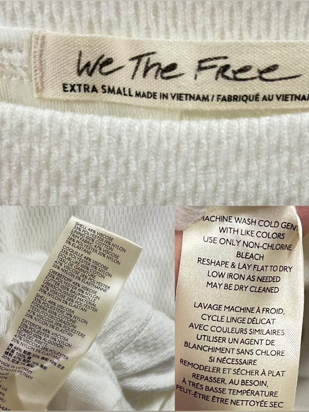 We The Free Sweater White Cropped Size XS Cotton Crewneck boho,Y2K slouchy - Picture 13 of 14